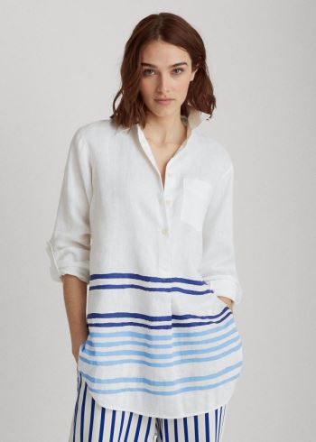 Ralph Lauren Striped Linen Shirt Bílé Blankyt Viacfarebný | v3XVJ3Jw