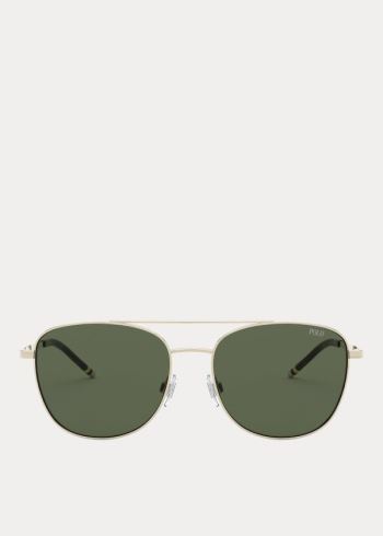 Ralph Lauren Striped Rectangular Sunglasses Zelene | 7GpTgZ4w