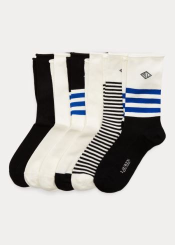 Ralph Lauren Striped Roll-Top Sock 6-Pack Viacfarebný | AxsRcAV6