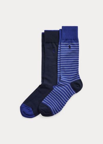 Ralph Lauren Striped & Solid Sock 2-Pack Královská Modrá Blankyt | 5OCTy6I8