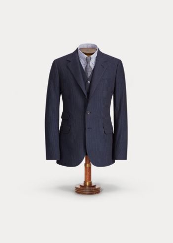 Ralph Lauren Striped Suit Jacket Tmavě Blankyt Bílé Proužek | wRZ6oOxQ