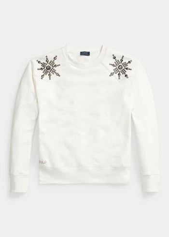 Ralph Lauren Studded Fleece Sweatshirt Bílé | jlaT6e7T