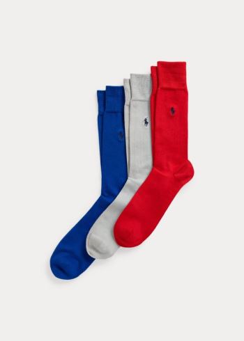 Ralph Lauren Supersoft Trouser Sock 3-Pack Červené | 4ShQf293