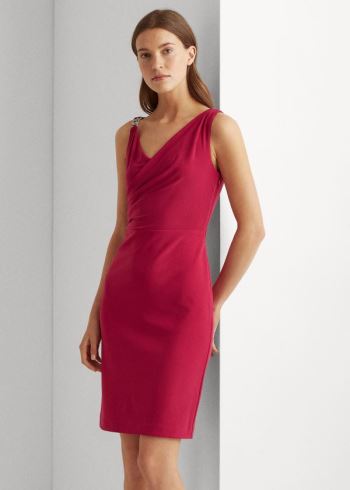 Ralph Lauren Surplice Cocktail Šaty Světle Fuchsie | 4XNJK984