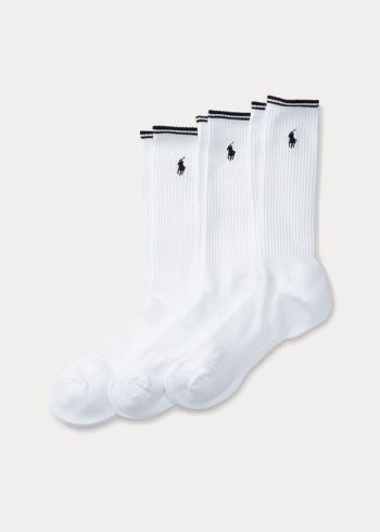 Ralph Lauren Tech Atletické Crew Sock 3-Pack Bílé | eF5rFhph