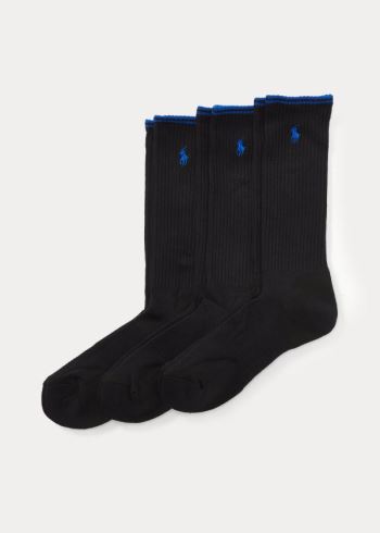 Ralph Lauren Tech Atletické Crew Sock 3-Pack Černé | loU5y7Ok