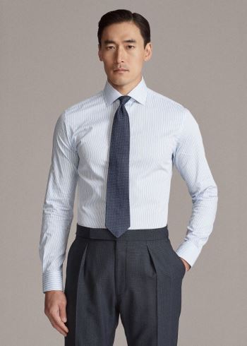 Ralph Lauren Textured-Stripe Shirt Blankyt Bílé | Lo2VHBiu