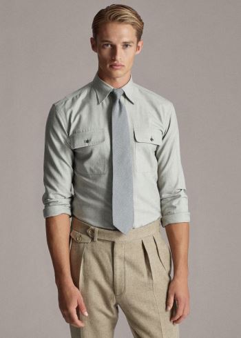 Ralph Lauren Tick-Weave Workshirt Šedé Krém | 62XyJ4WP