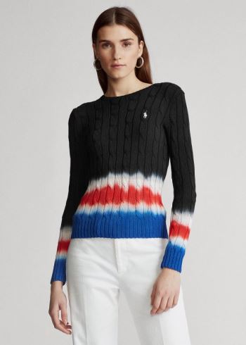 Ralph Lauren Tie-Dye Cable-Knit Svetrové Černé Viacfarebný | LUWMY3gd
