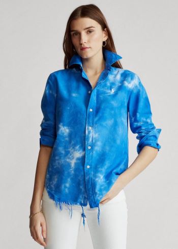 Ralph Lauren Tie-Dye Oxford Shirt Královská Modrá Blankyt | yjdU09hi