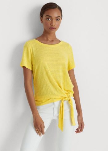 Ralph Lauren Tied-Hem Jersey Tee Žluté Bílé | KK4uLWNO