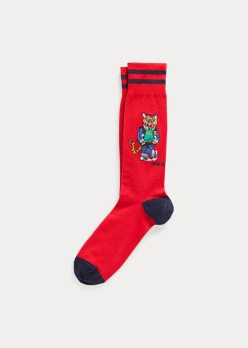 Ralph Lauren Tiger & Argyle Sock 2-Pack Červené | uFys8RJx