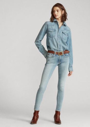 Ralph Lauren Tompkins Skinny Jean Světle Indigo | JPCaHSj7
