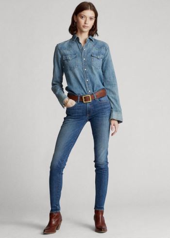 Ralph Lauren Tompkins Skinny Jean with Pony Indigo | DzIIixvo