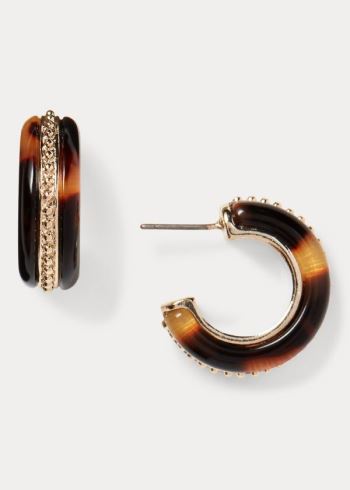 Ralph Lauren Tortoiseshell Hoop Earrings Zlaté | NnQUQV5Z