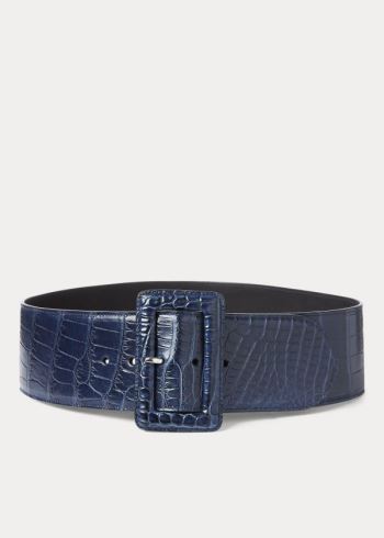 Ralph Lauren Trench-Přezkou Alligator Belt Tmavě Blankyt | 7eBAPTae