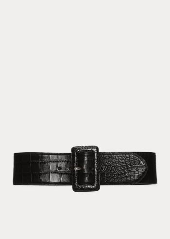 Ralph Lauren Trench-Přezkou Alligator Belt Černé | jrTabdW0