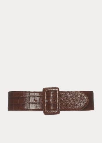 Ralph Lauren Trench-Přezkou Alligator Belt Hnědé | n41dxink