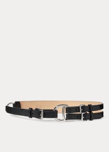 Ralph Lauren Tri-Páskové Læder Belt Černé | haAh8R4x