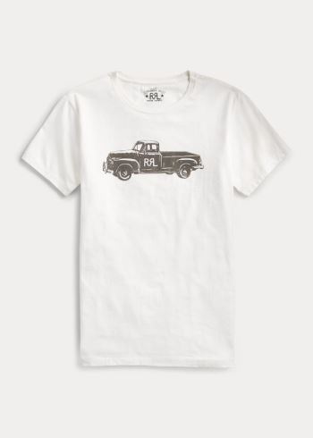 Ralph Lauren Truck-Graphic T-Shirt Bílé | arlhdqtf
