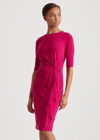 Ralph Lauren Twisted-Knot Jersey Šaty Světle Fuchsie | pvuZexQ0