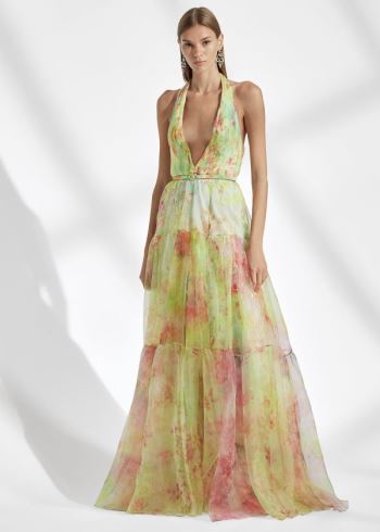 Ralph Lauren Verona Floral Organza Šaty Růžové Viacfarebný | rV0ymXYl