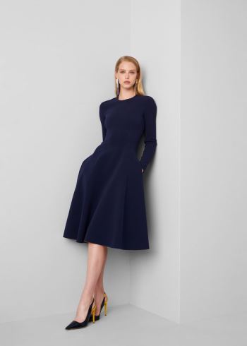 Ralph Lauren Viola Double-Faced Cady Šaty Tmavě Blankyt Žluté | svGYwQT7