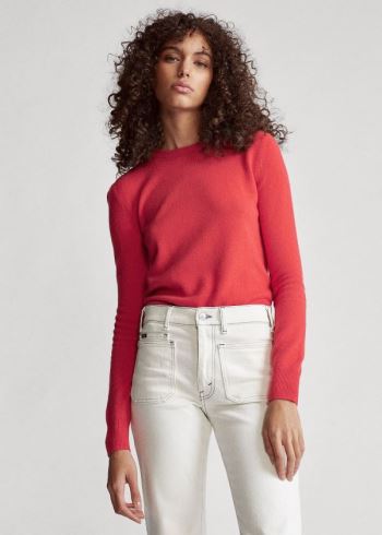 Ralph Lauren Washable Cashmere Svetrové Světle Červené | If2OEPnV