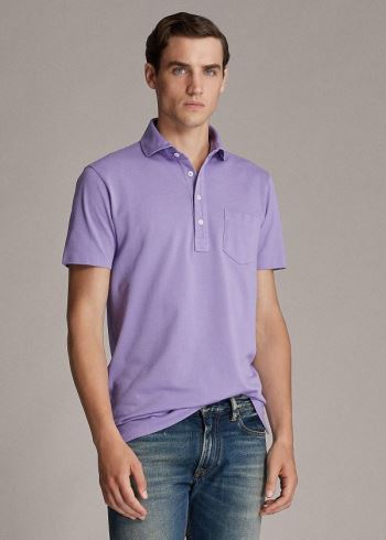 Ralph Lauren Washed Piqué Polo Shirt Fialové | KGcc0iuW