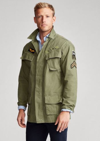Ralph Lauren Washed Twill Overshirt Olivy Zelené | b2RBctpD