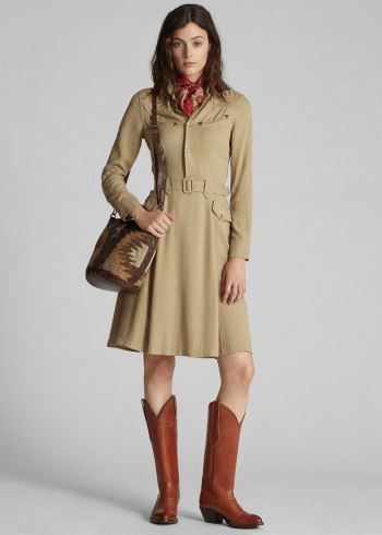 Ralph Lauren Western Šaty Hnědožlutý | HVGLEVZb