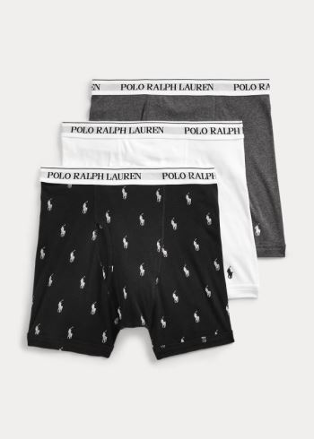 Ralph Lauren Wicking Boxerské Brief 3-Pack Černé Bílé Šedé | 9foryBrF