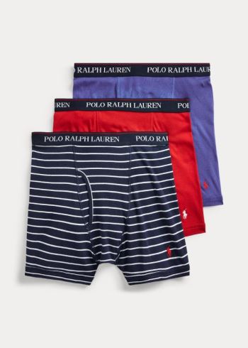 Ralph Lauren Wicking Boxerské Brief 3-Pack Tmavě Blankyt Bílé Proužek Červené Královská Modrá Blankyt | eTXauHDB