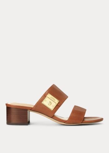 Ralph Lauren Windham Læder Sandal Tmavě Hnědé | Jrr8uN42