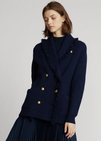 Ralph Lauren Wool-Blend Svetrové Blazer Tmavě Blankyt | Uz0nCYnW