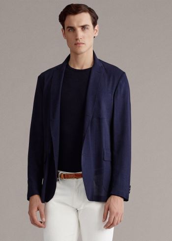 Ralph Lauren Wool Gauze Sportovní Coat Tmavě Blankyt | XLjG3CAu