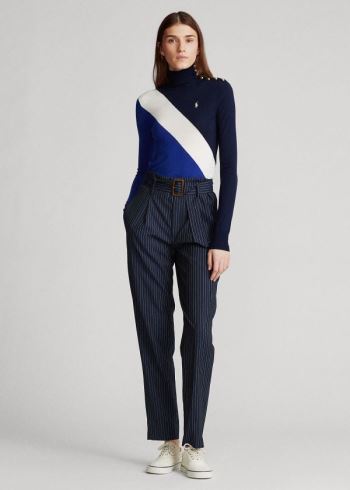 Ralph Lauren Wool Paperbag Pant Tmavě Blankyt | 4PciytoI